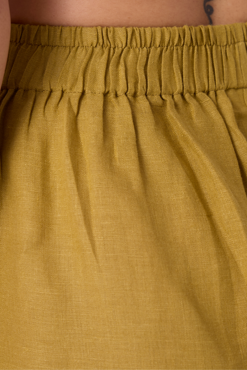 Maxim Olive Linen Shorts all linen by The Summer House in green color for women in Singapore