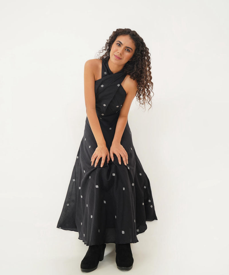 MEADOW DRESS 100% cotton Buy MEADOW DRESS from C&W | Dresses for Women by Indigo Dreams in black color for women in Singapore