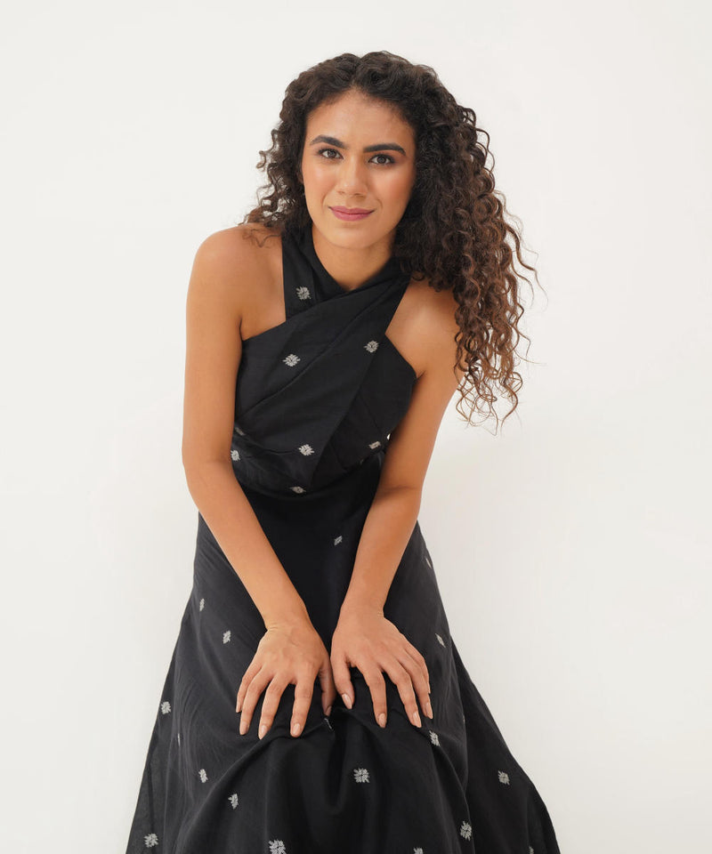 MEADOW DRESS 100% cotton Buy MEADOW DRESS from C&W | Dresses for Women by Indigo Dreams in black color for women in Singapore