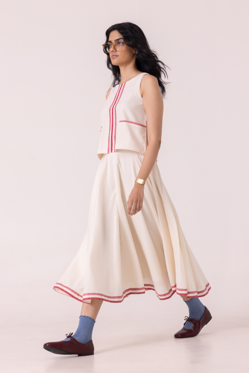 Medea Off White Handwoven Skirt cotton by The Summer House for women in Singapore