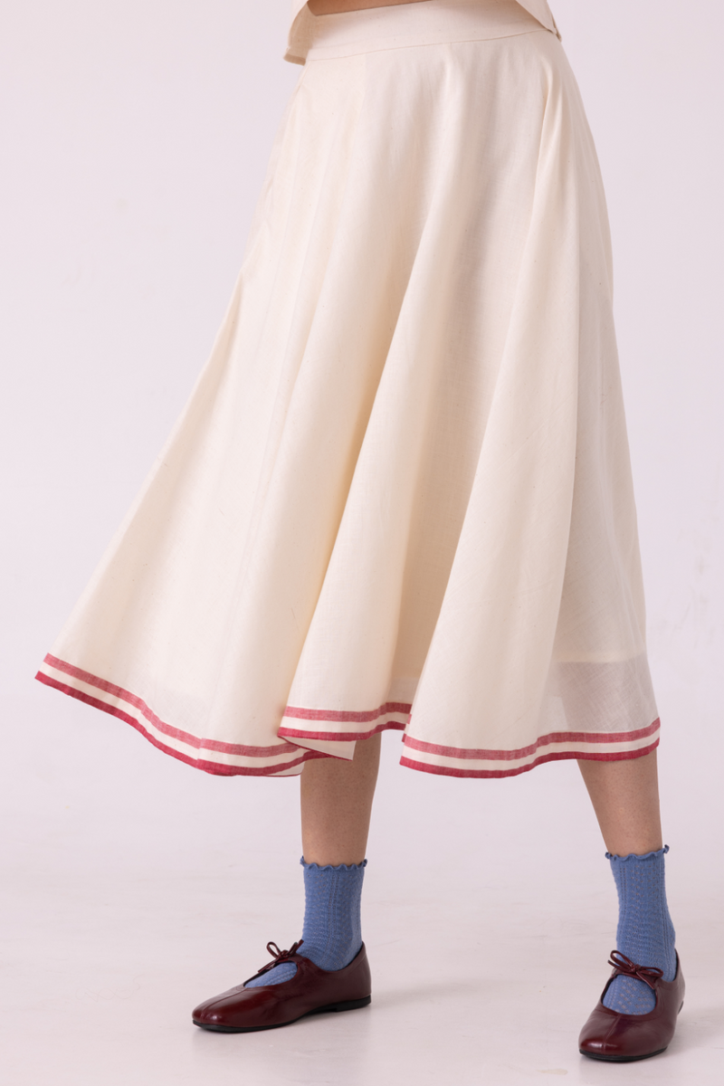 Medea Off White Handwoven Skirt cotton by The Summer House for women in Singapore