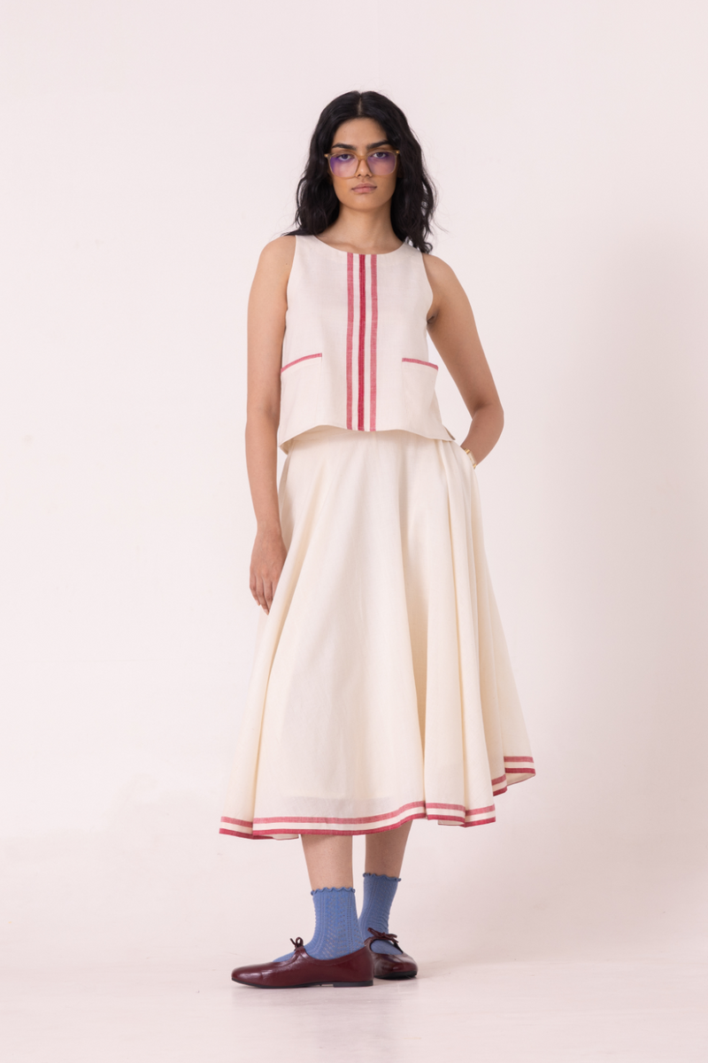 Medea Off White Handwoven Skirt cotton by The Summer House for women in Singapore