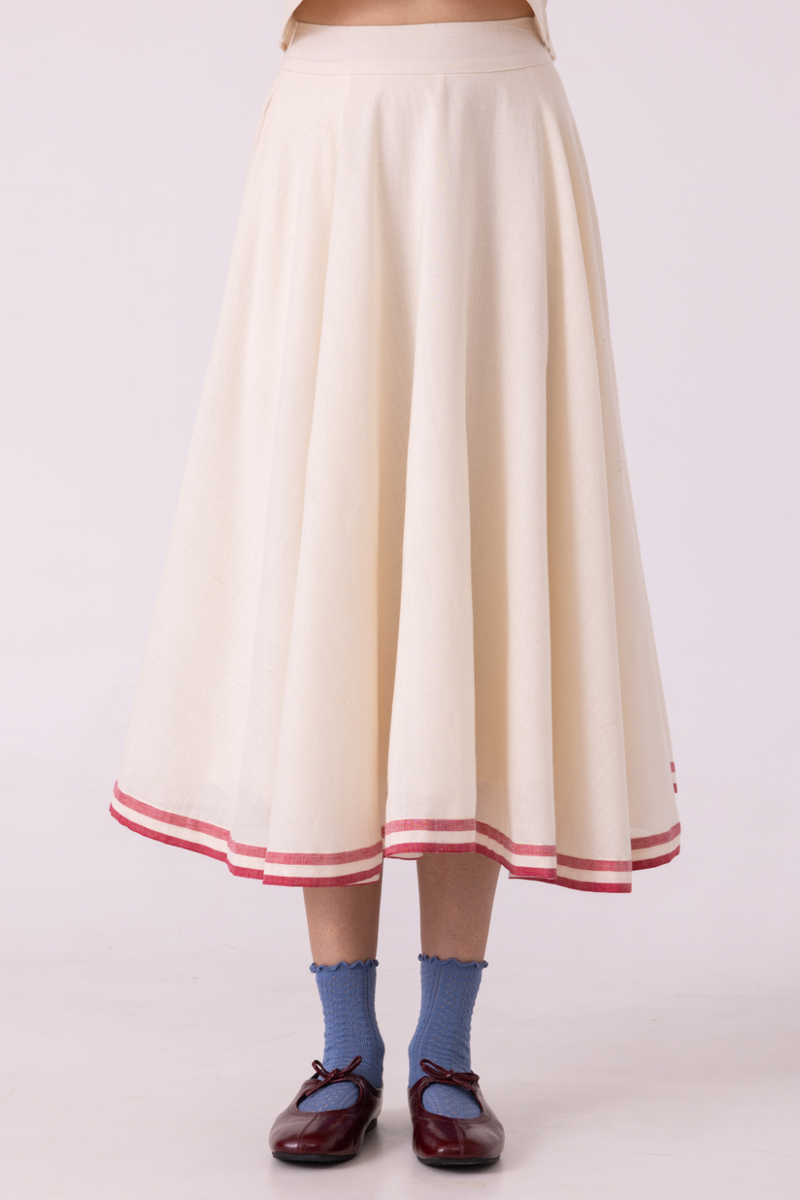 Medea Off White Handwoven Skirt cotton by The Summer House for women in Singapore