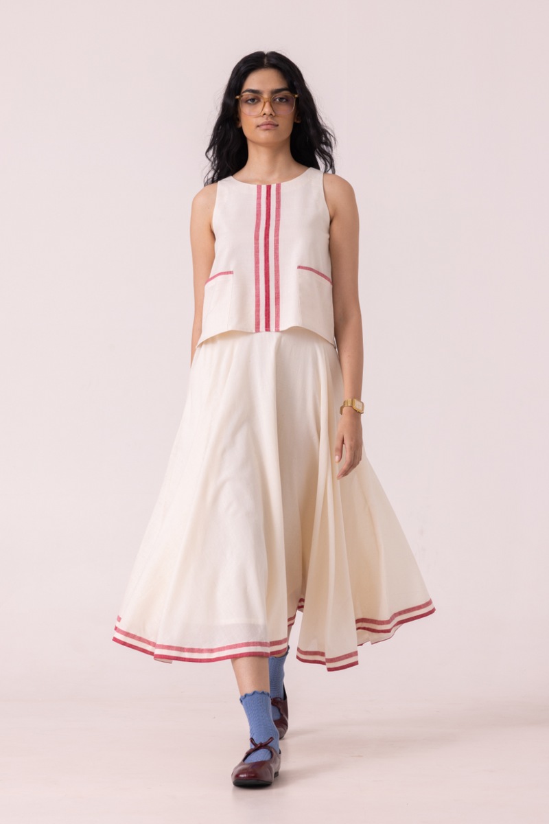 Medea Off White Handwoven Skirt cotton by The Summer House for women in Singapore