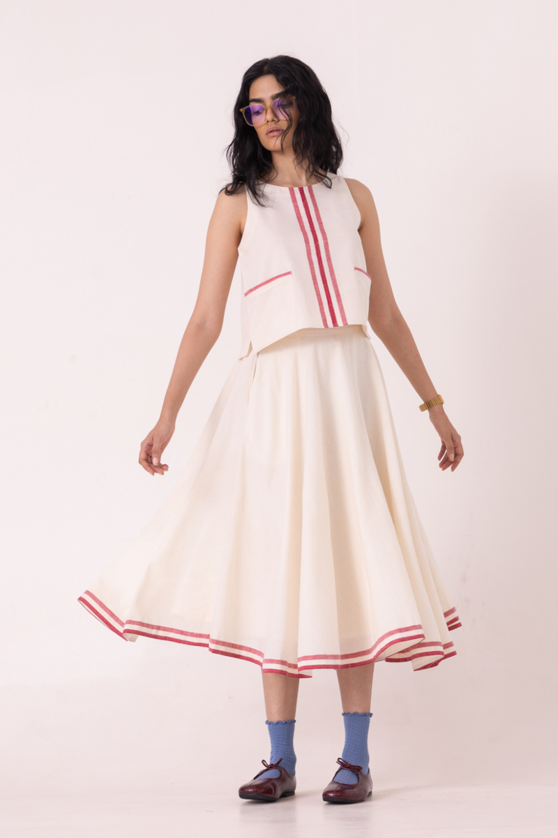 Medea Off White Handwoven Skirt cotton by The Summer House for women in Singapore