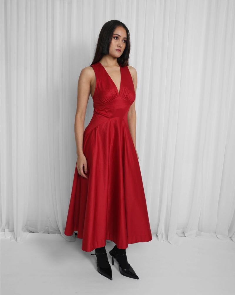 Medora Dress-Red 100% cotton Buy Medora Dress-Red from C&W | Dresses for Women by Leh Studios in red color for women in Singapore
