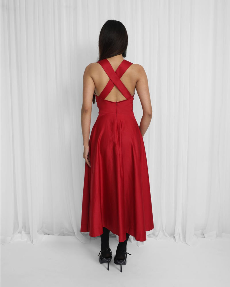 Medora Dress-Red 100% cotton Buy Medora Dress-Red from C&W | Dresses for Women by Leh Studios in red color for women in Singapore