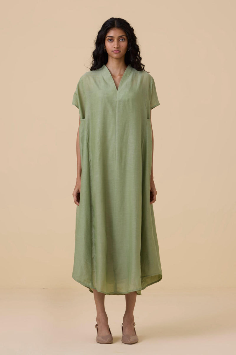 Meer Green Kaftan silk by The Summer House in green color for women in Singapore