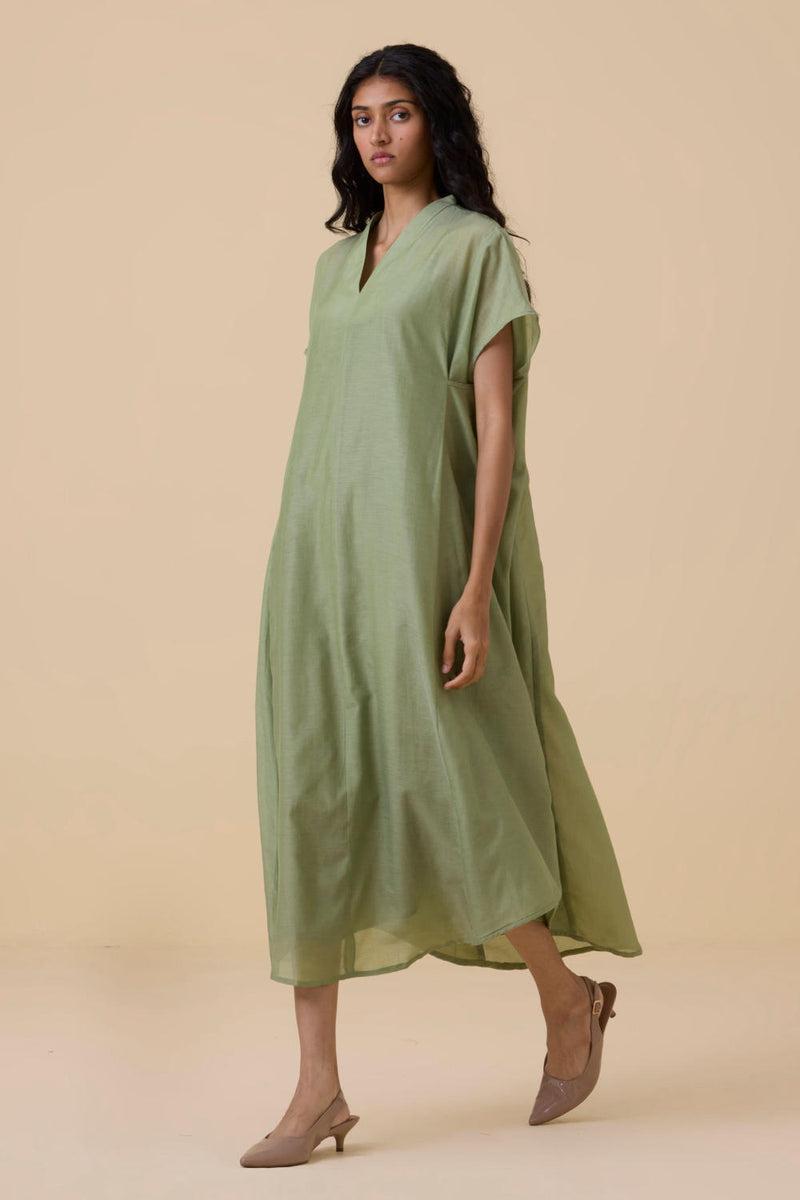 Meer Green Kaftan silk by The Summer House in green color for women in Singapore
