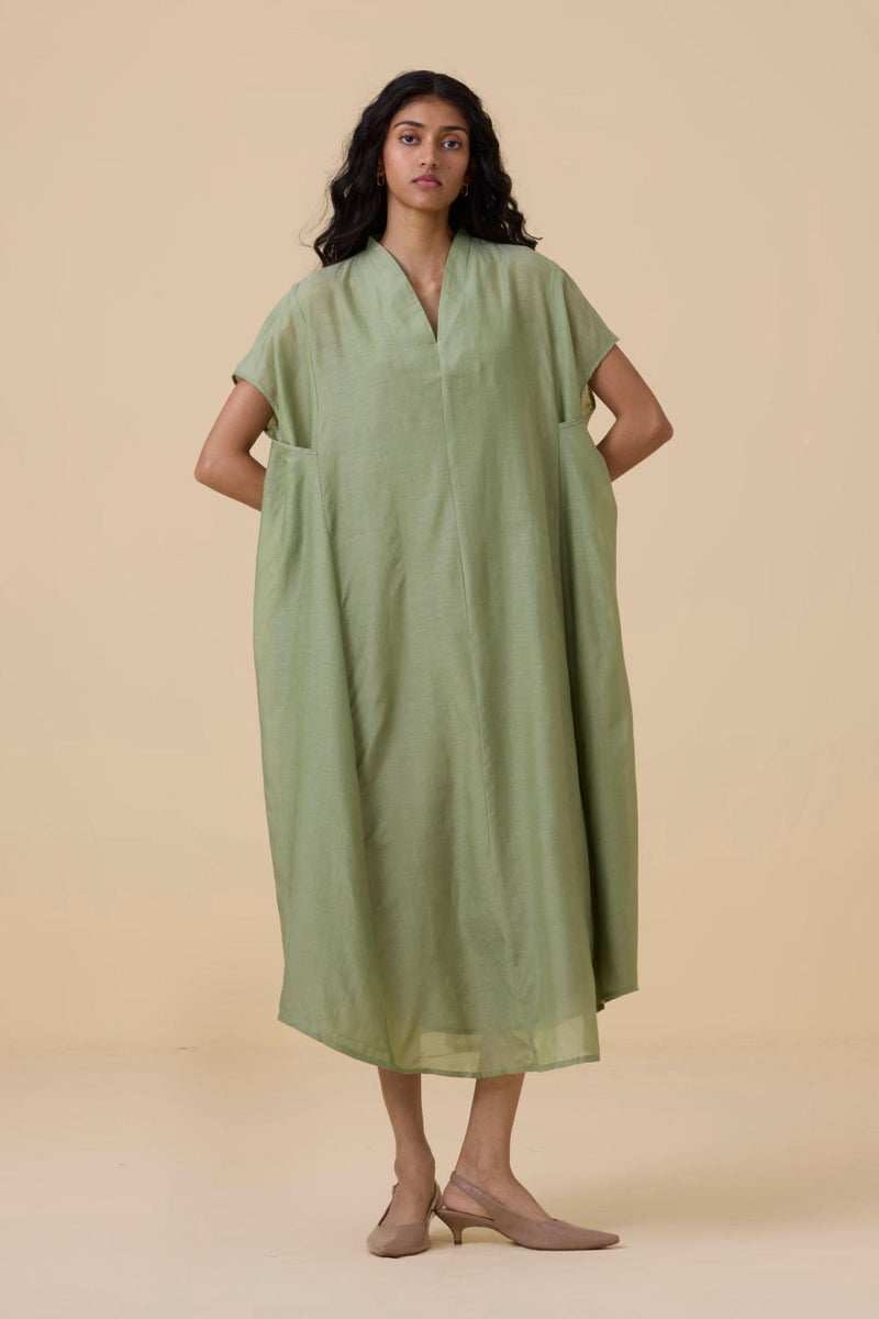 Meer Green Kaftan silk by The Summer House in green color for women in Singapore