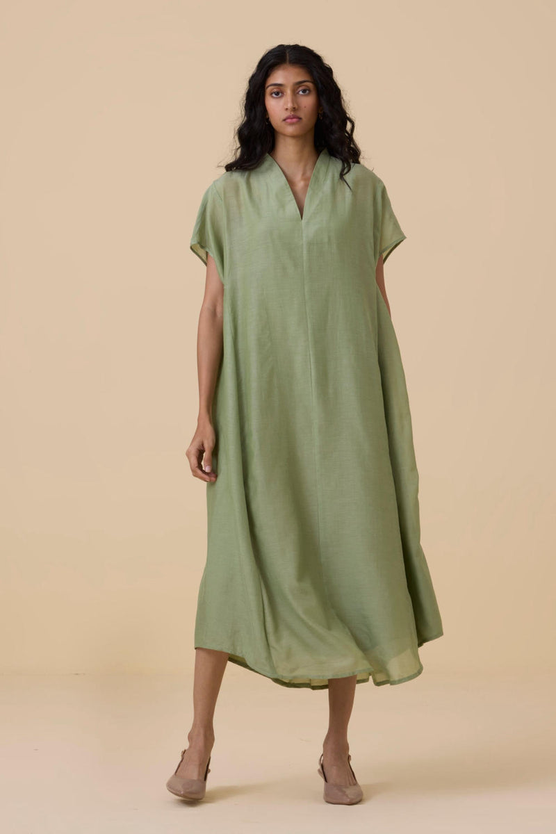 Meer Green Kaftan silk by The Summer House in green color for women in Singapore