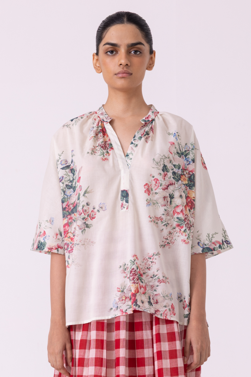 Meg Floral Printed Top cotton by The Summer House for women in Singapore