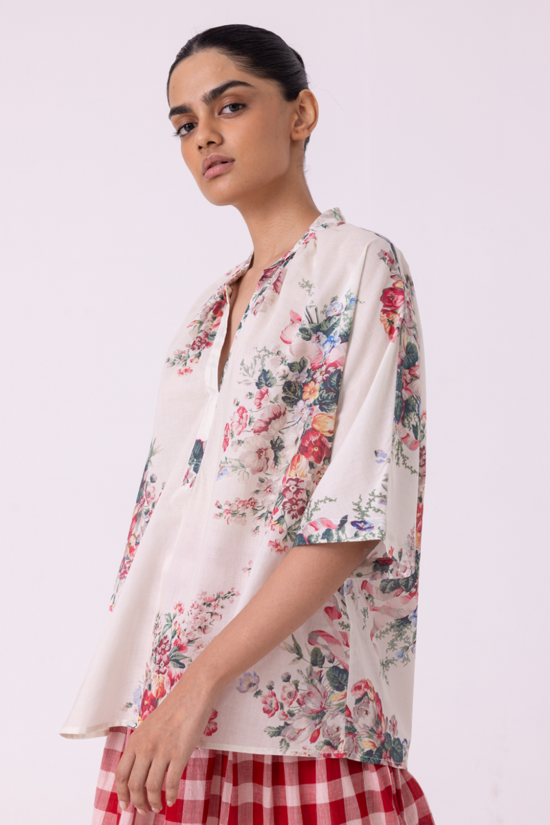 Meg Floral Printed Top cotton by The Summer House for women in Singapore