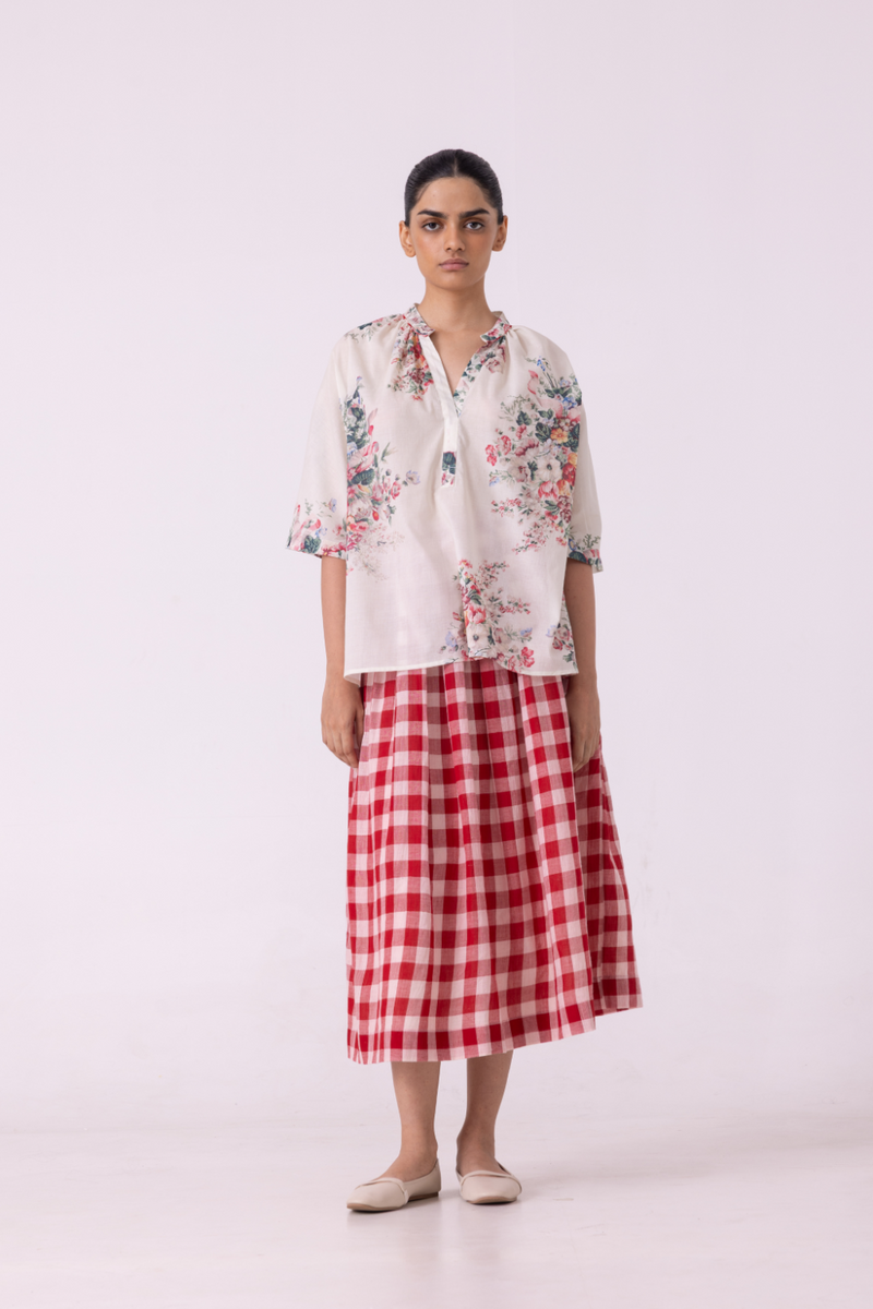 Meg Floral Printed Top cotton by The Summer House for women in Singapore