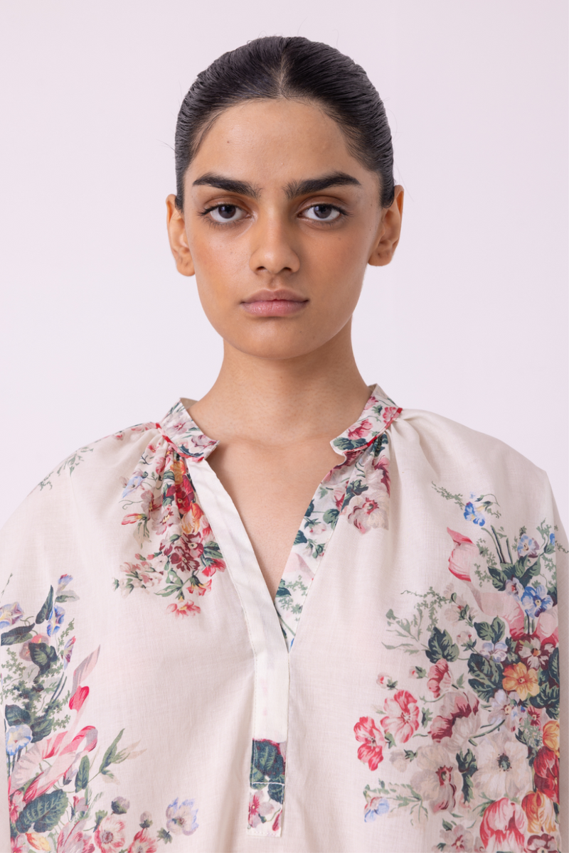 Meg Floral Printed Top cotton by The Summer House for women in Singapore