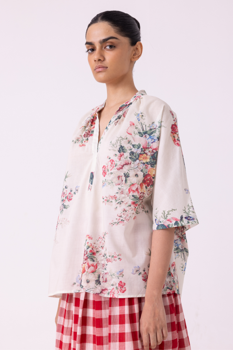 Meg Floral Printed Top cotton by The Summer House for women in Singapore
