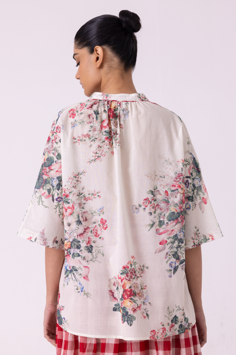 Meg Floral Printed Top cotton by The Summer House for women in Singapore