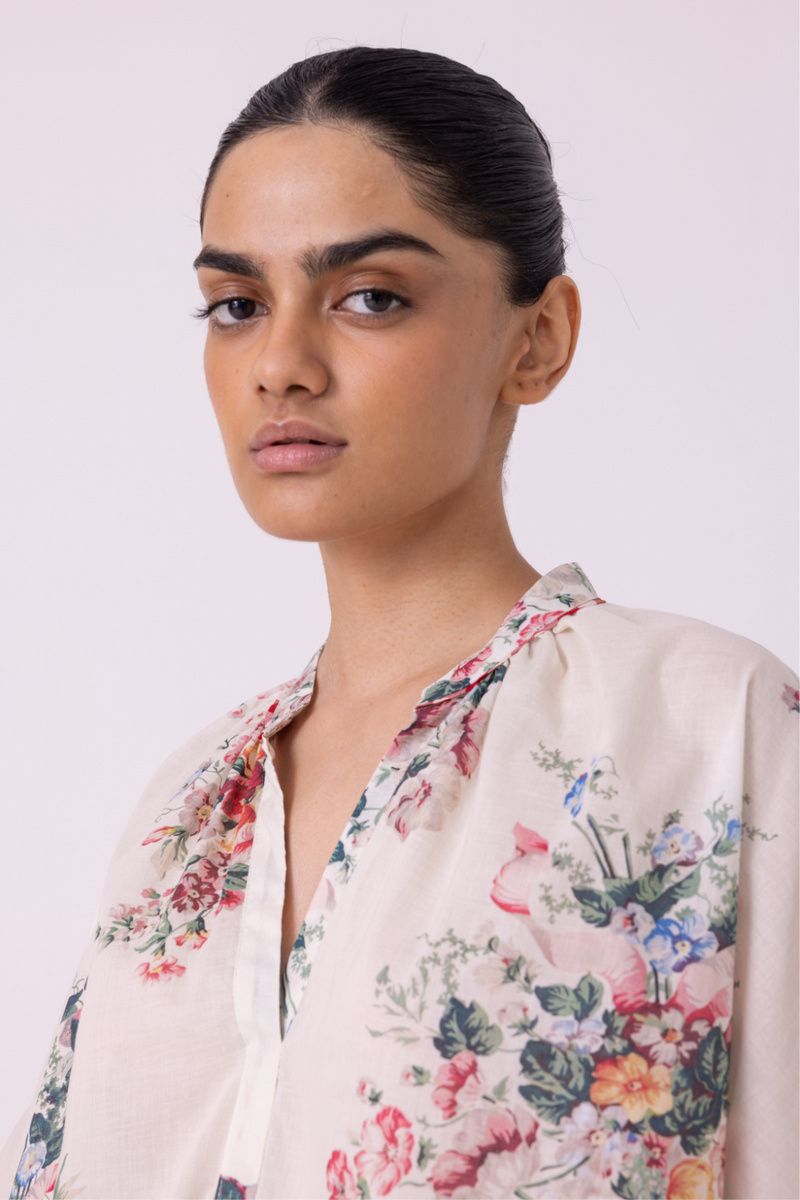 Meg Floral Printed Top cotton by The Summer House for women in Singapore
