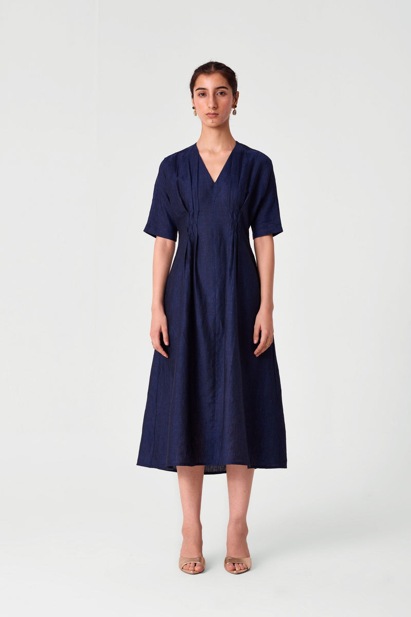 Megh Blue Linen Dress