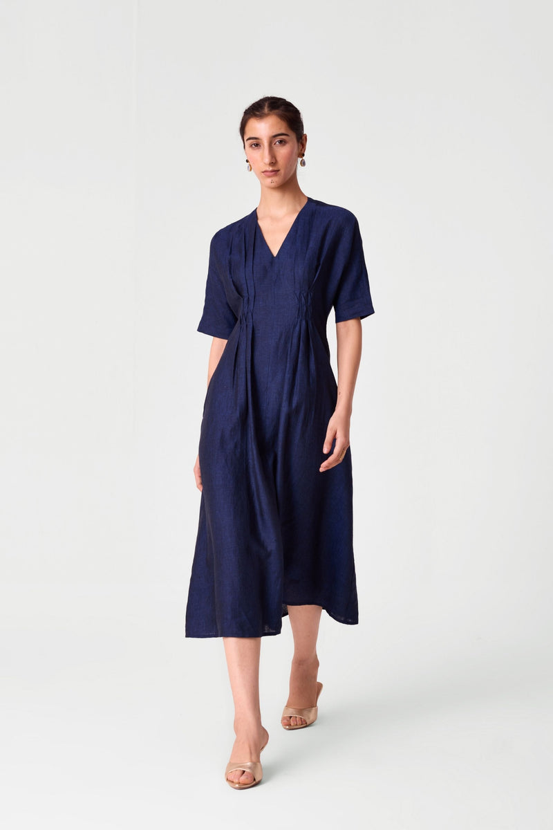 Megh Blue Linen Dress