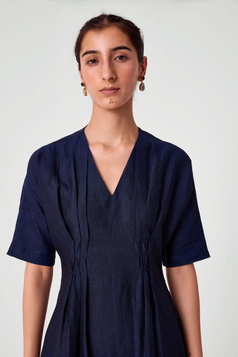 Megh Blue Linen Dress
