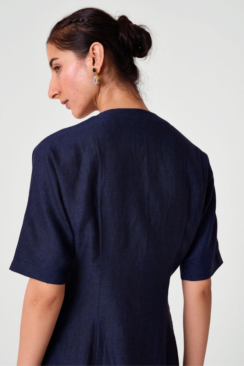 Megh Blue Linen Dress