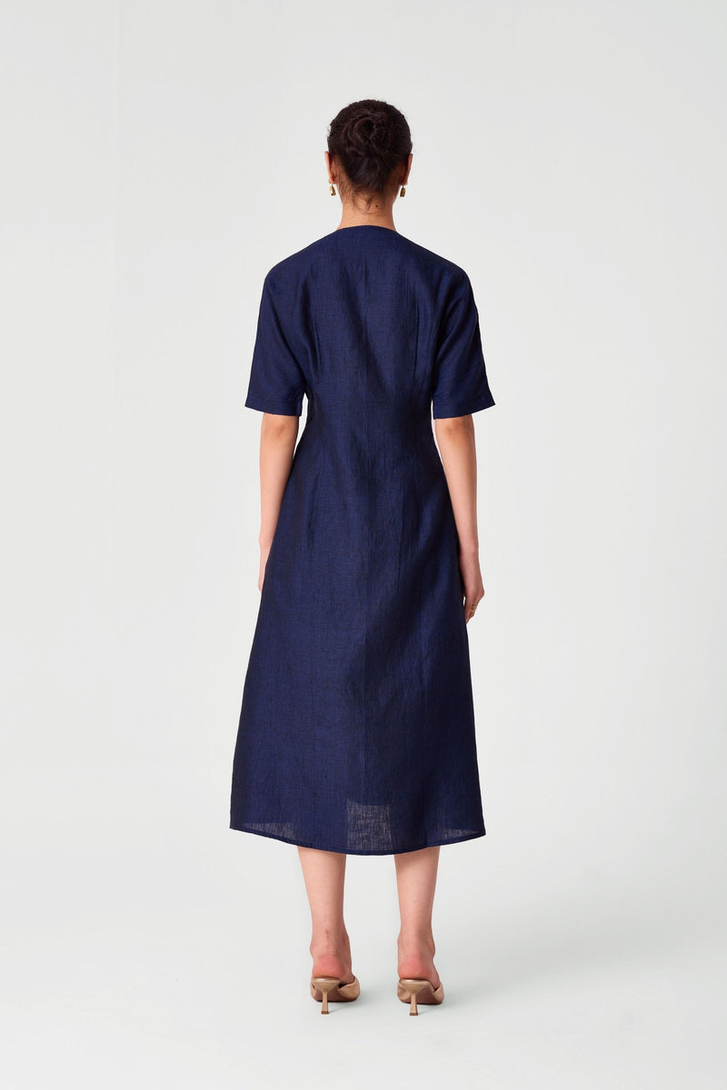 Megh Blue Linen Dress