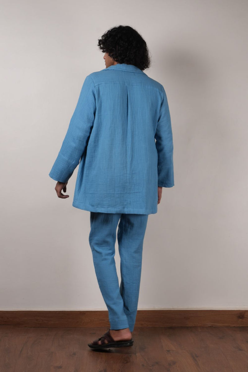 Men's Blue Crush T-Shirt, Pants & Jacket Set (3 PCS) 100% cotton by Mati Men in blue color for men in Singapore