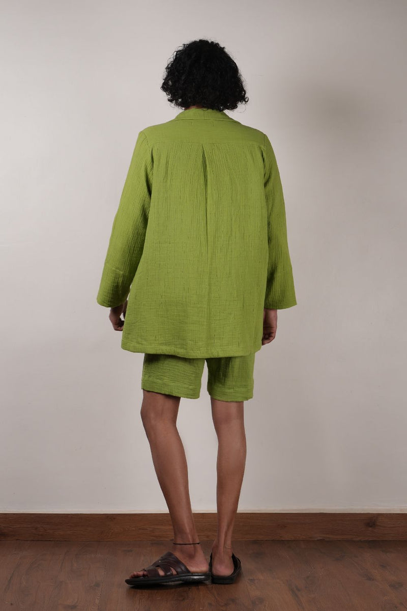 Men's Green Crush T-Shirt, Shorts & Jacket Set (3 PCS) 100% cotton by Mati Men in green color for men in Singapore