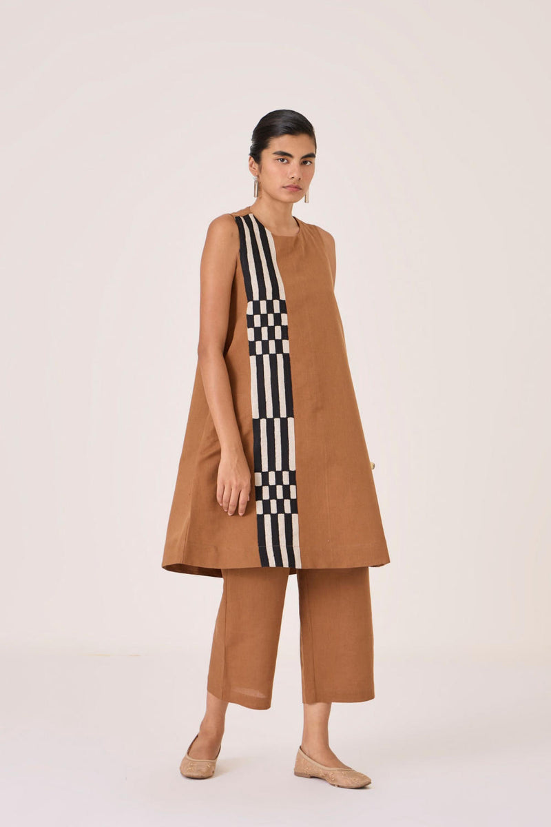 Mevan Brown Applique Co-ord cotton by The Summer House in brown color for women in Singapore