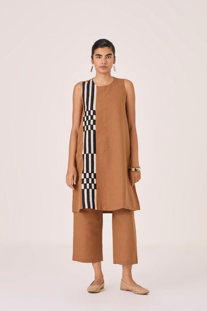 Mevan Brown Applique Co-ord cotton by The Summer House in brown color for women in Singapore