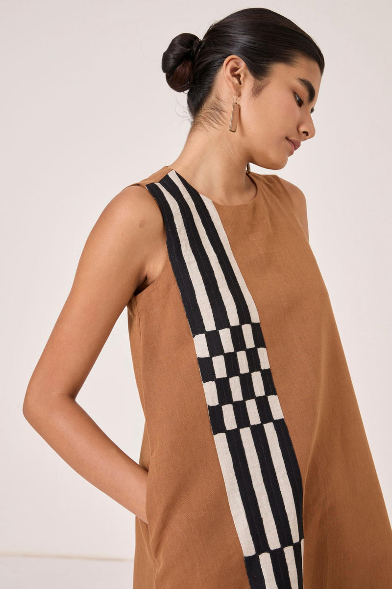 Mevan Brown Applique Co-ord cotton by The Summer House in brown color for women in Singapore