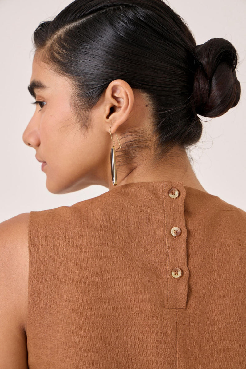 Mevan Brown Applique Co-ord cotton by The Summer House in brown color for women in Singapore