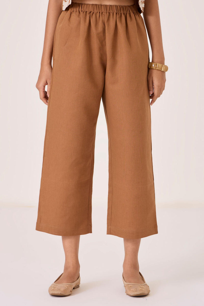 Mevan Brown Applique Co-ord cotton by The Summer House in brown color for women in Singapore