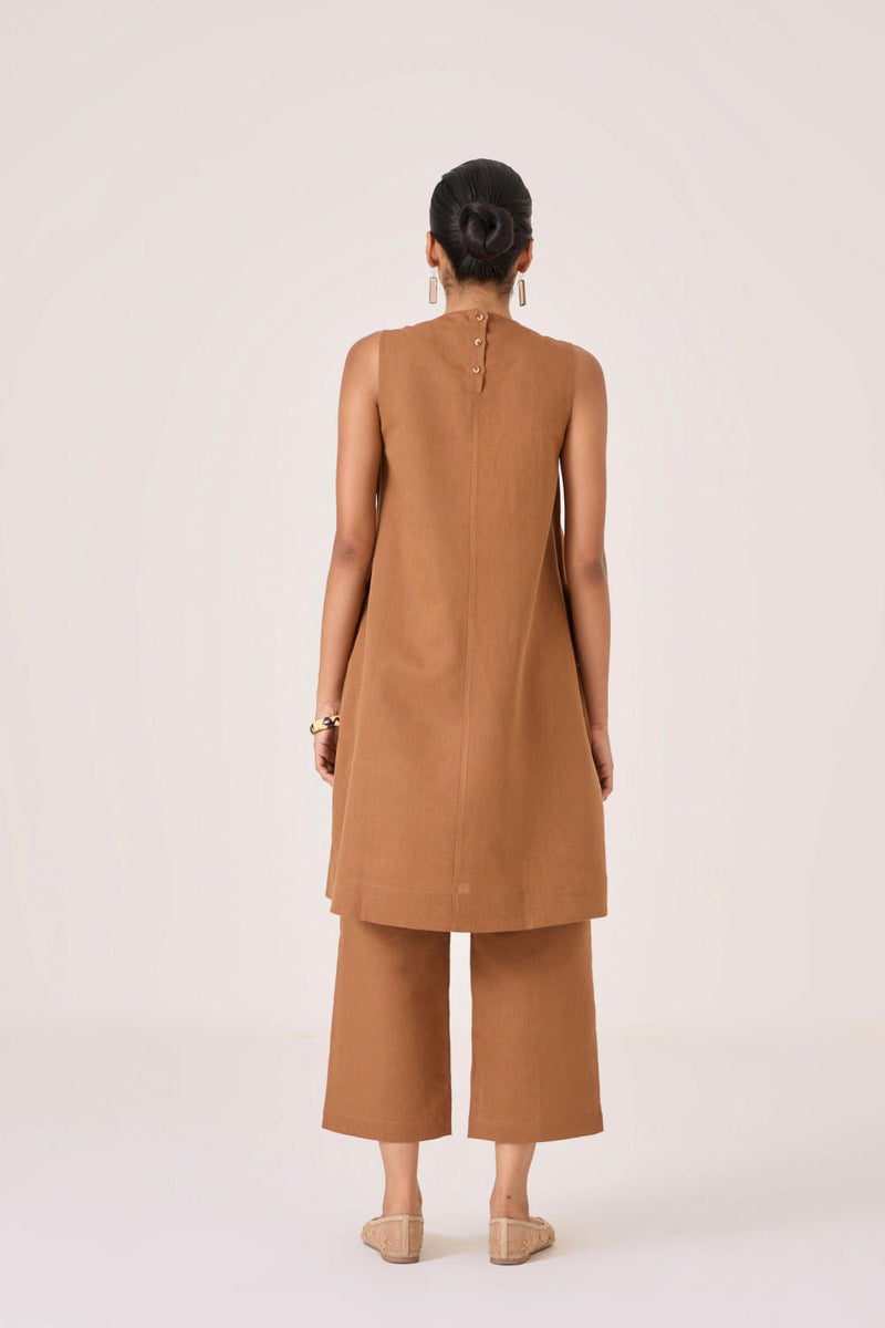 Mevan Brown Applique Co-ord cotton by The Summer House in brown color for women in Singapore