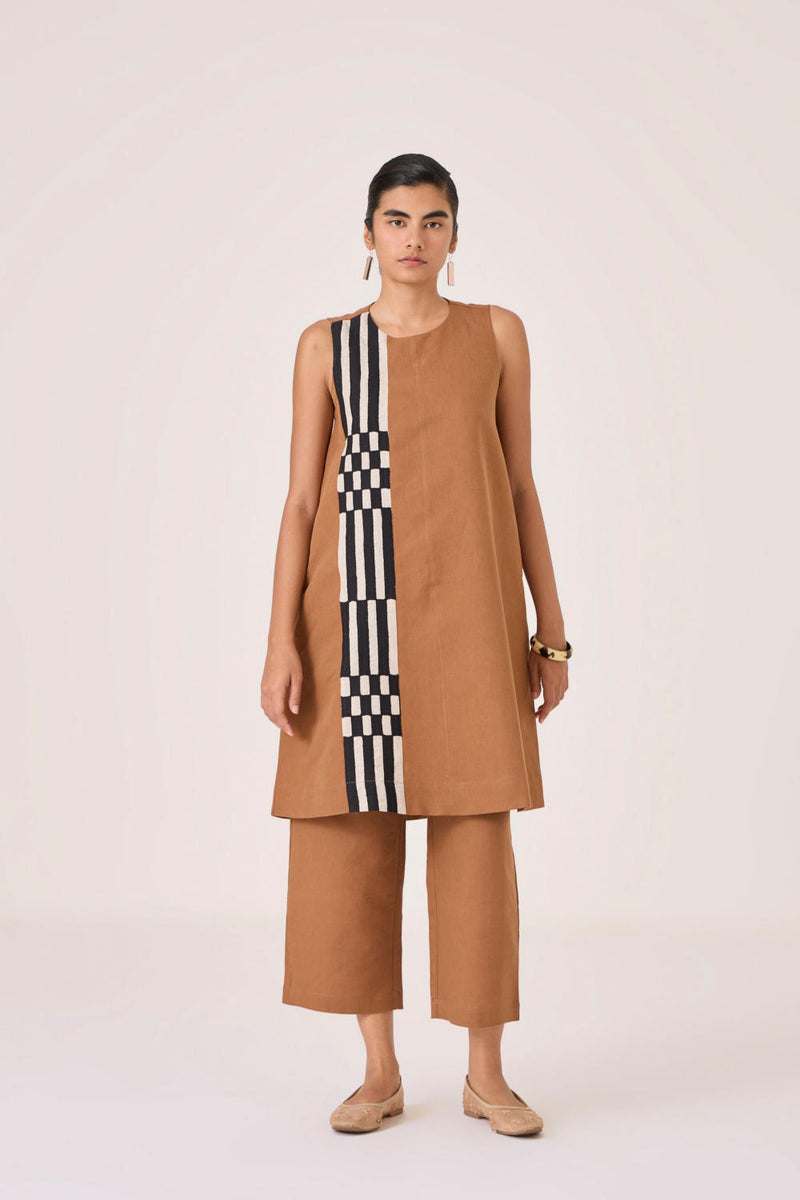 Mevan Brown Applique Dress cotton by The Summer House in brown color for women in Singapore