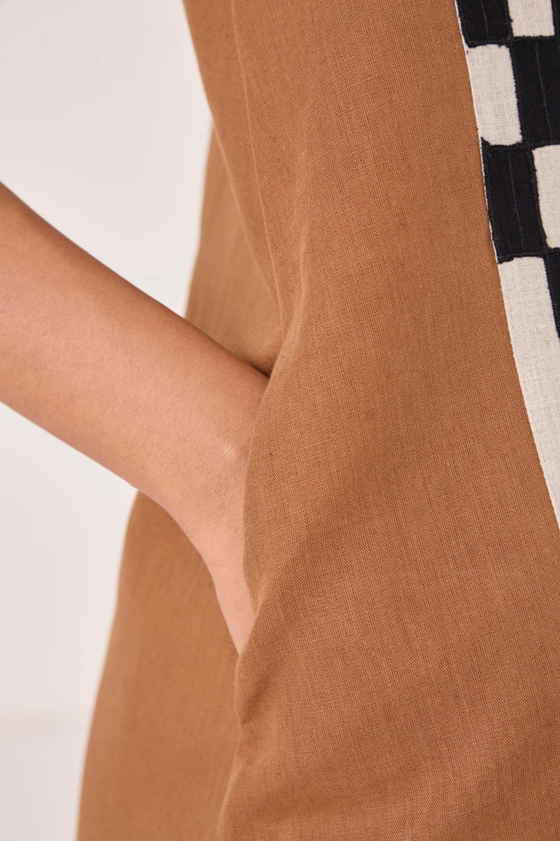 Mevan Brown Applique Dress cotton by The Summer House in brown color for women in Singapore