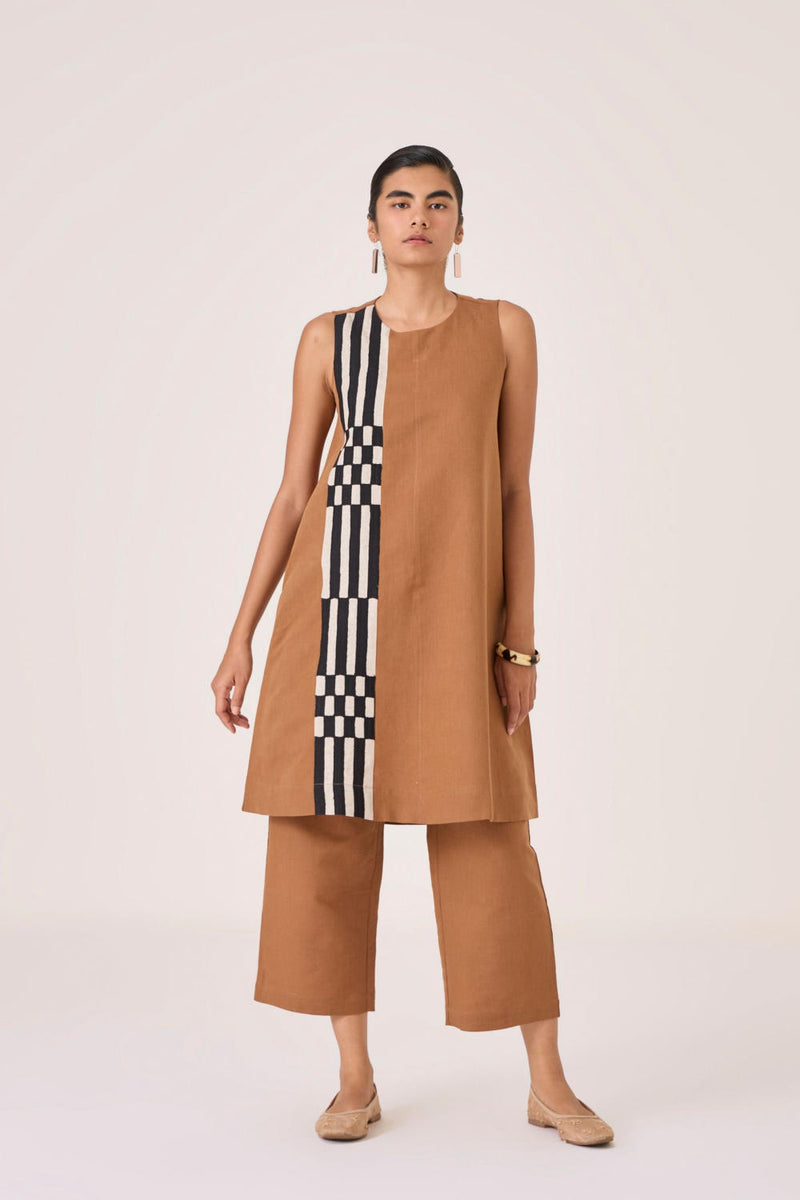 Mevan Brown Applique Dress cotton by The Summer House in brown color for women in Singapore