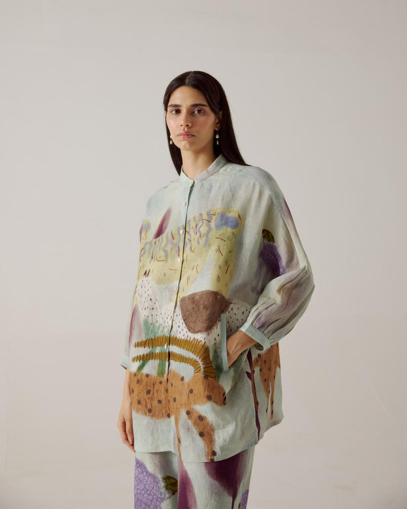 Mia Shirt-Mirage linen by CORD in multi for women in Singapore