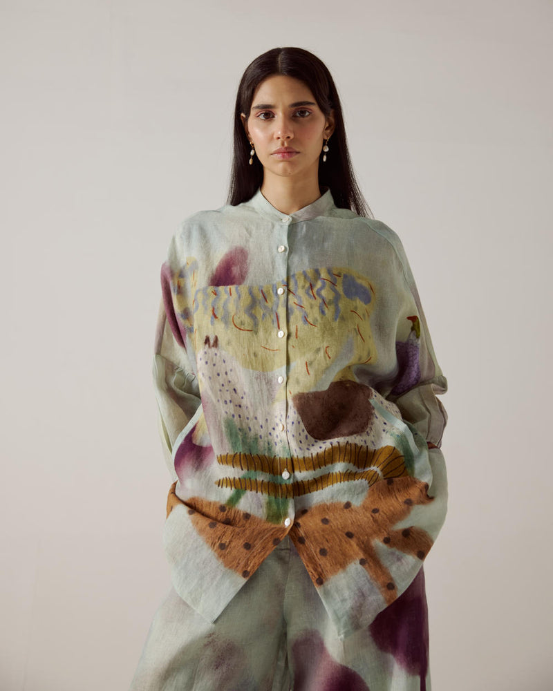Mia Shirt-Mirage linen by CORD in multi for women in Singapore