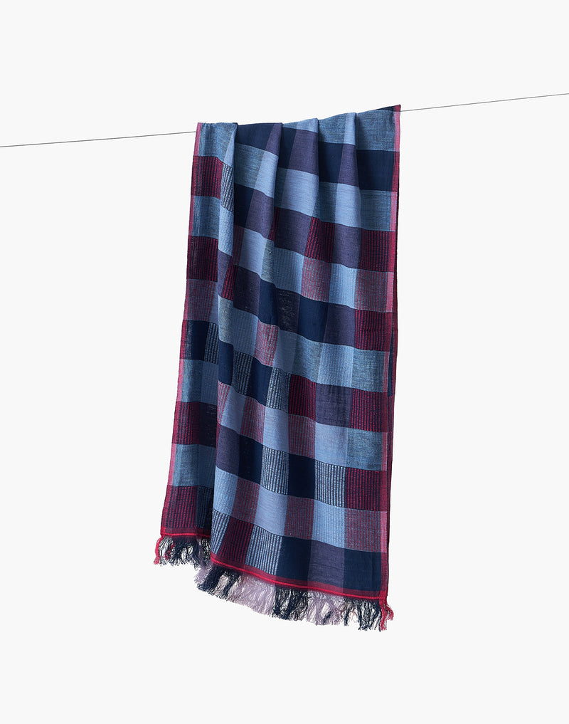 Midnight Checks Stole cotton by World of Crow in multi color for women in Singapore