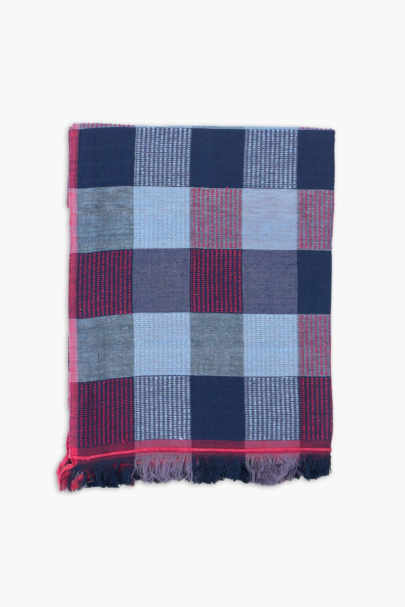 Midnight Checks Stole cotton by World of Crow in multi color for women in Singapore