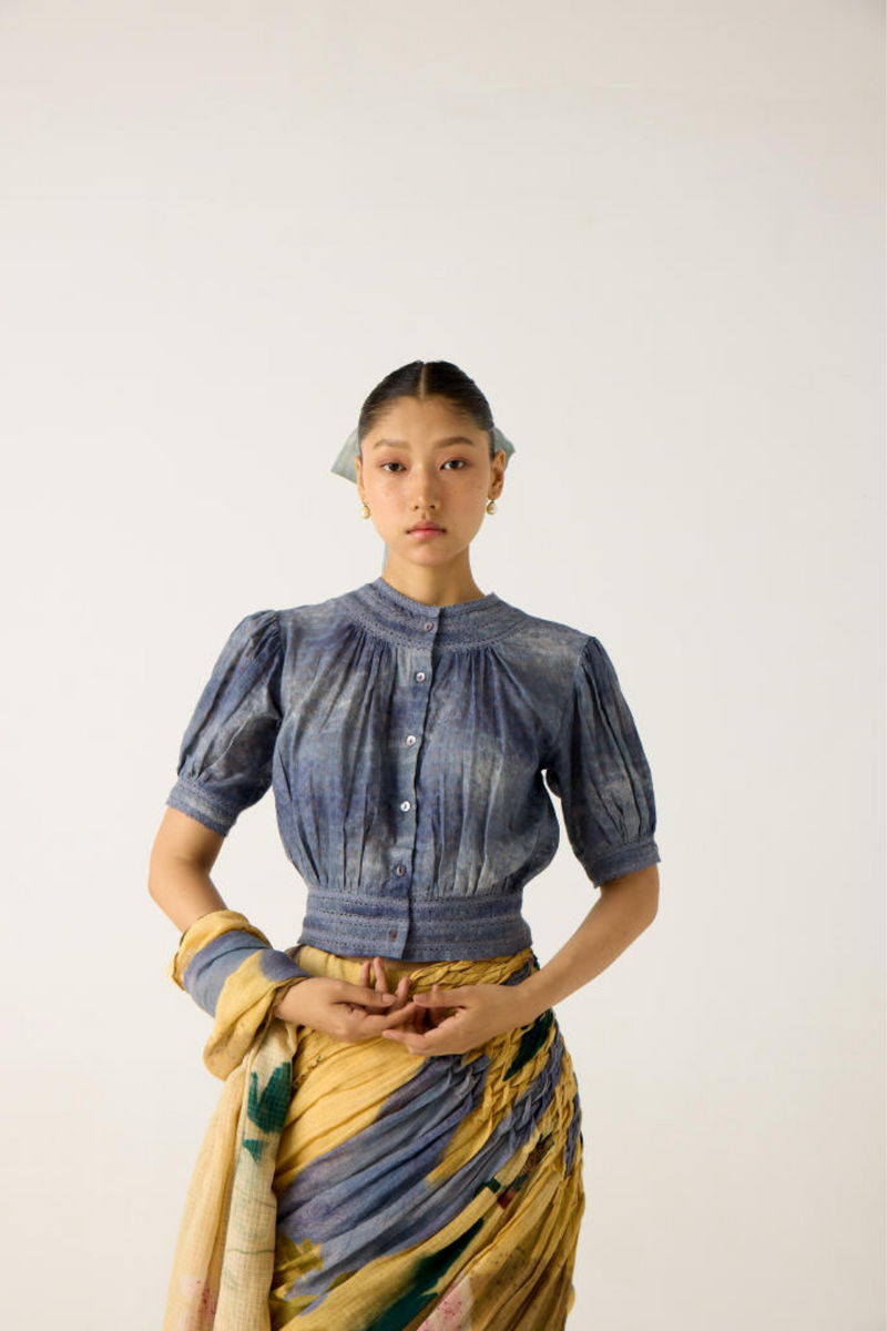 MILA TOP-INDIGO cotton by CORD in multi for women in Singapore