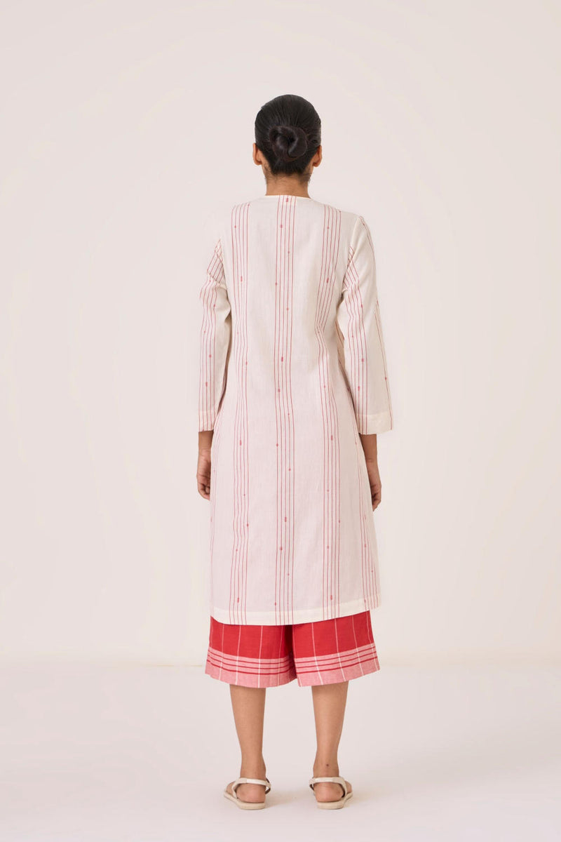 Milovat Red Stripe Wrap Tunic cotton by The Summer House in red color for women in Singapore