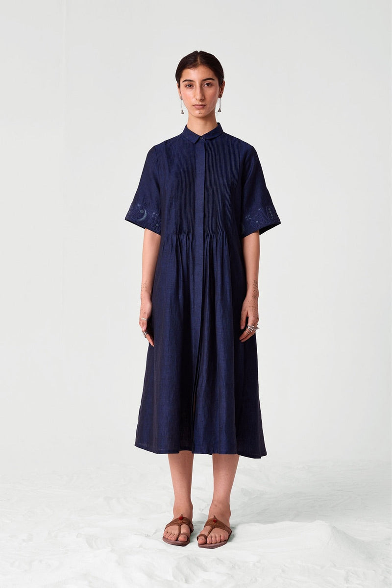 Minerva Embroidered Linen Dress