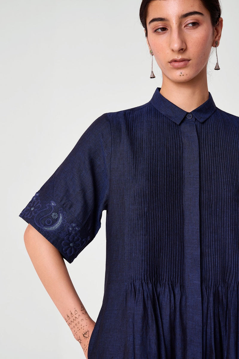 Minerva Embroidered Linen Dress