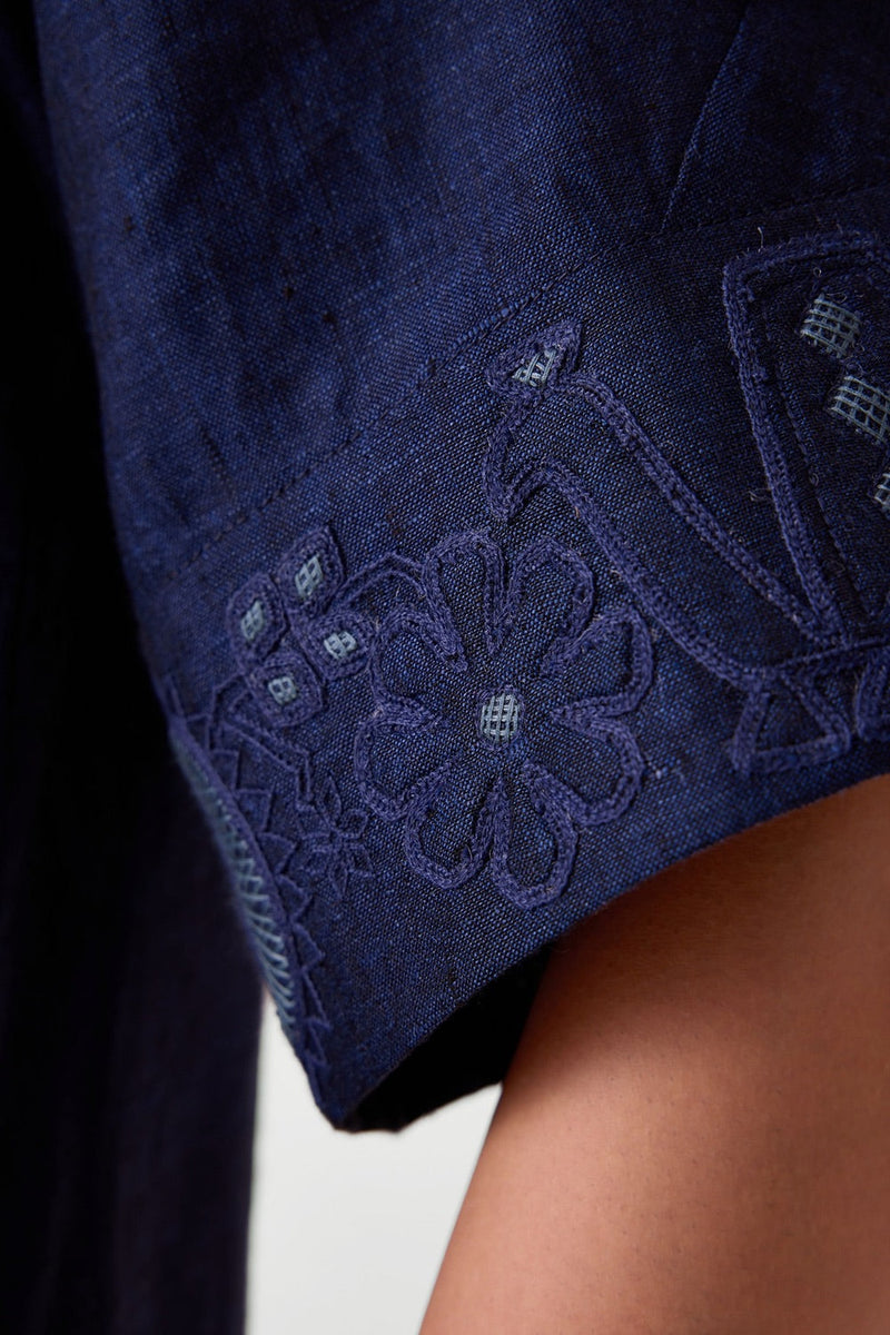 Minerva Embroidered Linen Dress