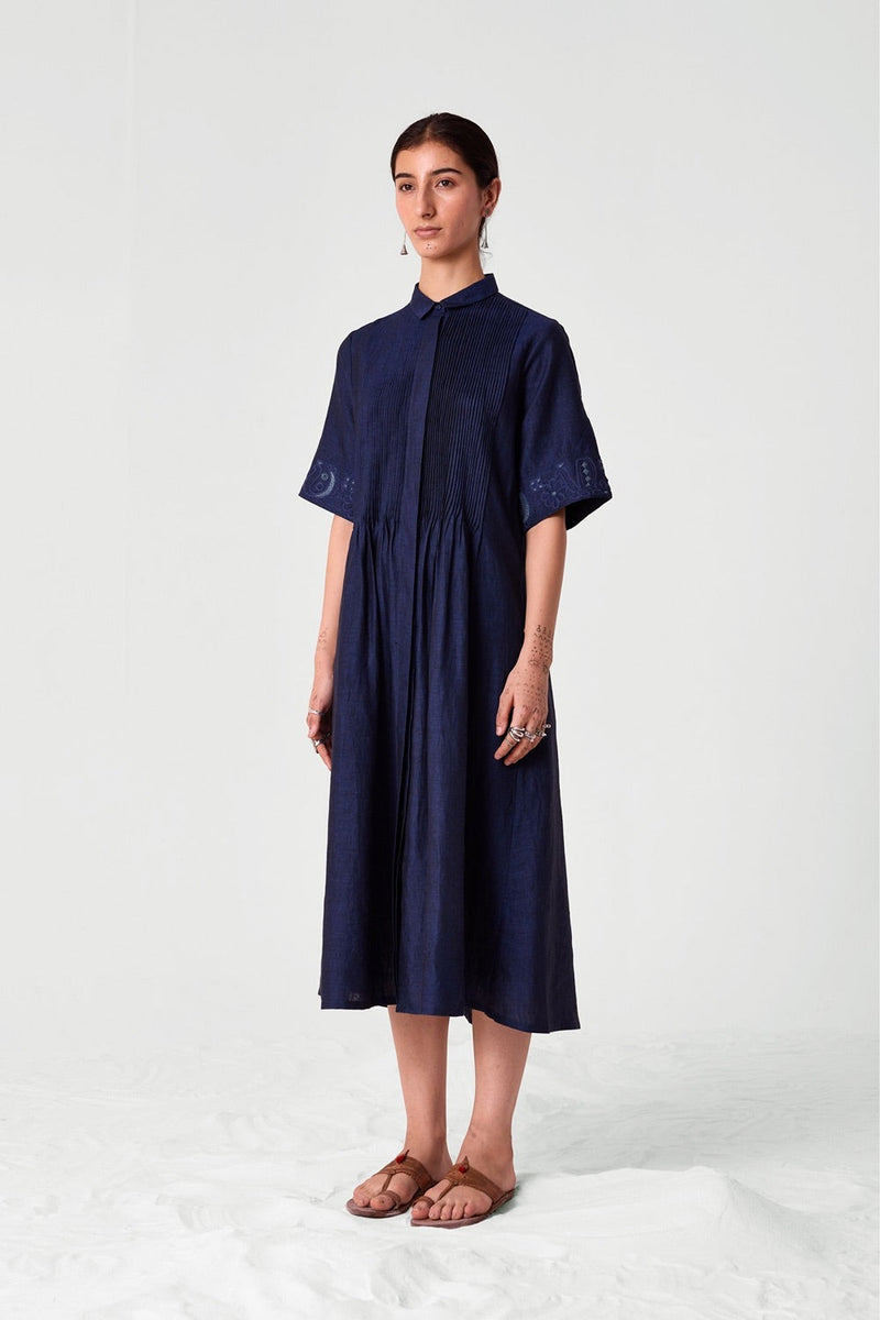 Minerva Embroidered Linen Dress