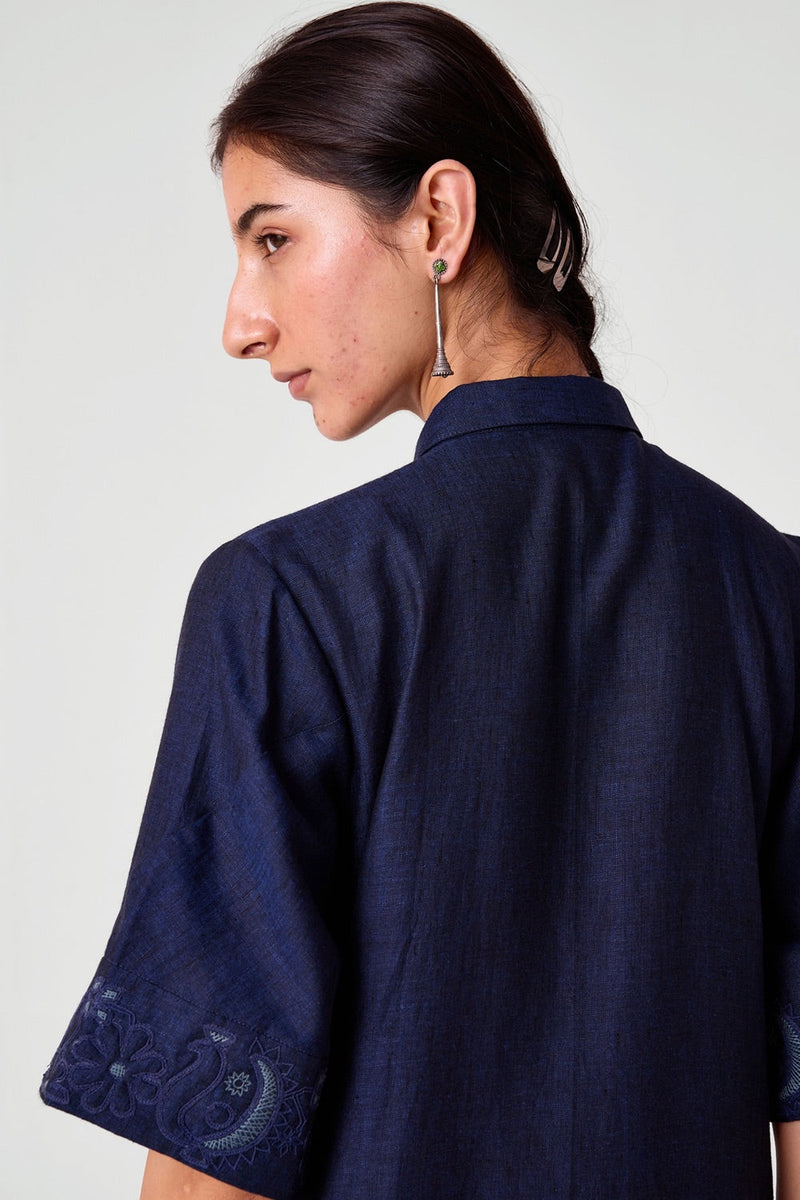Minerva Embroidered Linen Dress