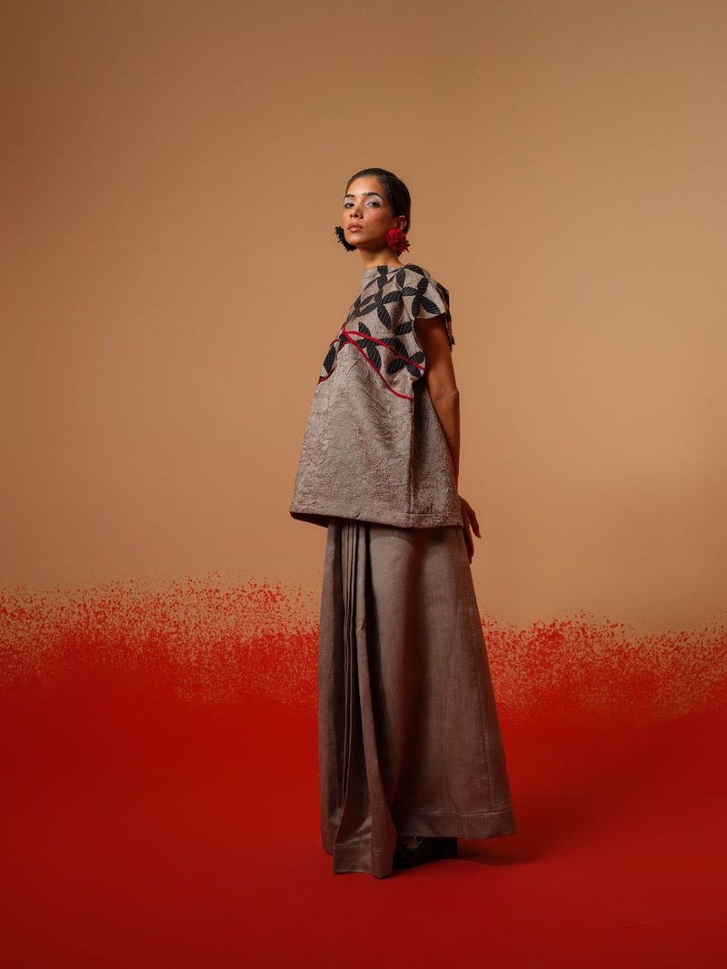 Mist Skirt-Grey mysore silk skirts by Stoique in grey for women in Singapore